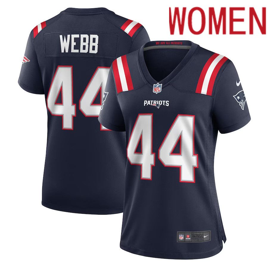 Women New England Patriots #44 Raleigh Webb Nike Navy Home Game Player NFL Jersey